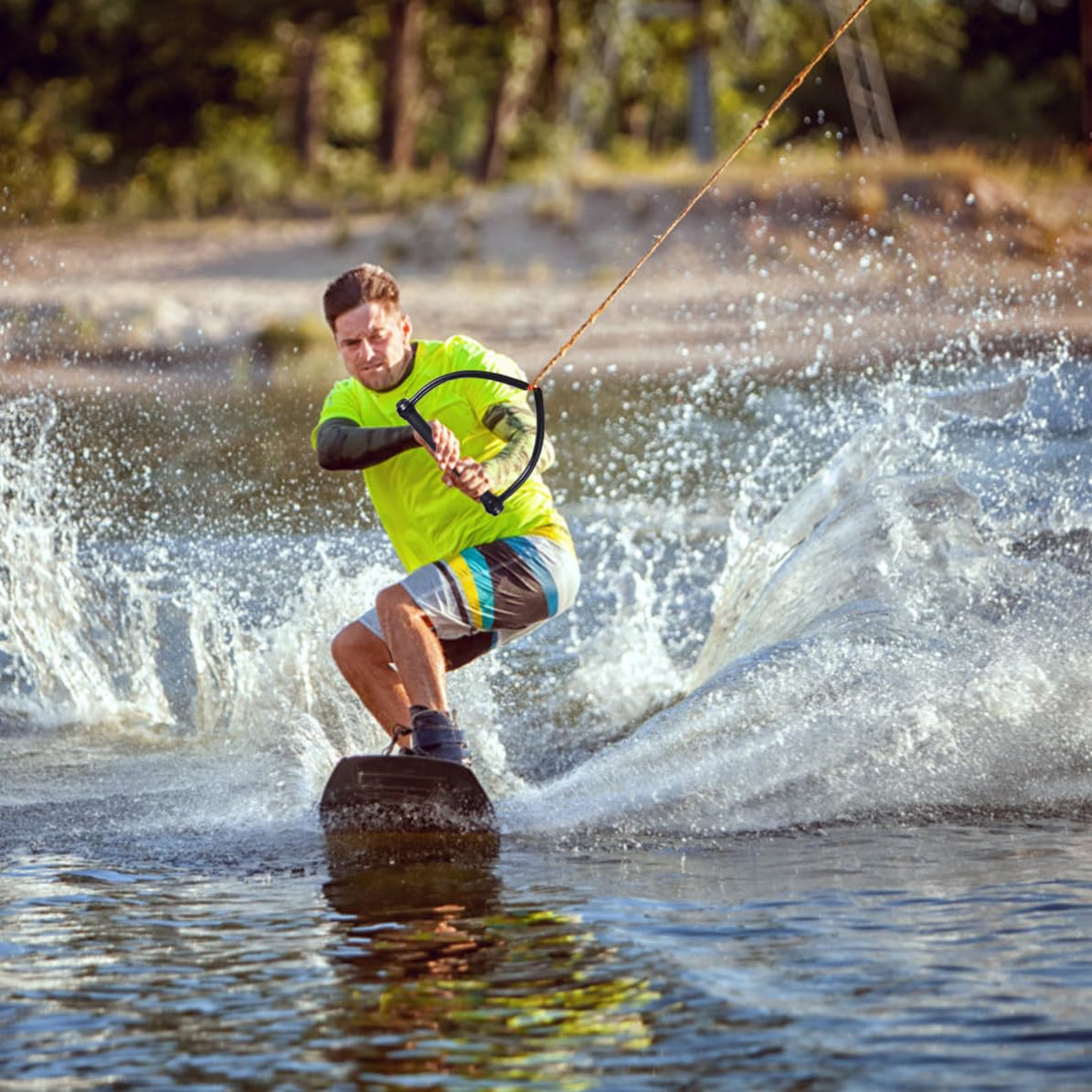 Cuerda 1 Sección de Nylon Negro para Esquí Acuático Ligera y Resistente Rayos UV Color Aleatorio para Wakeboarding y Esquí Acuático en Embarcaciones