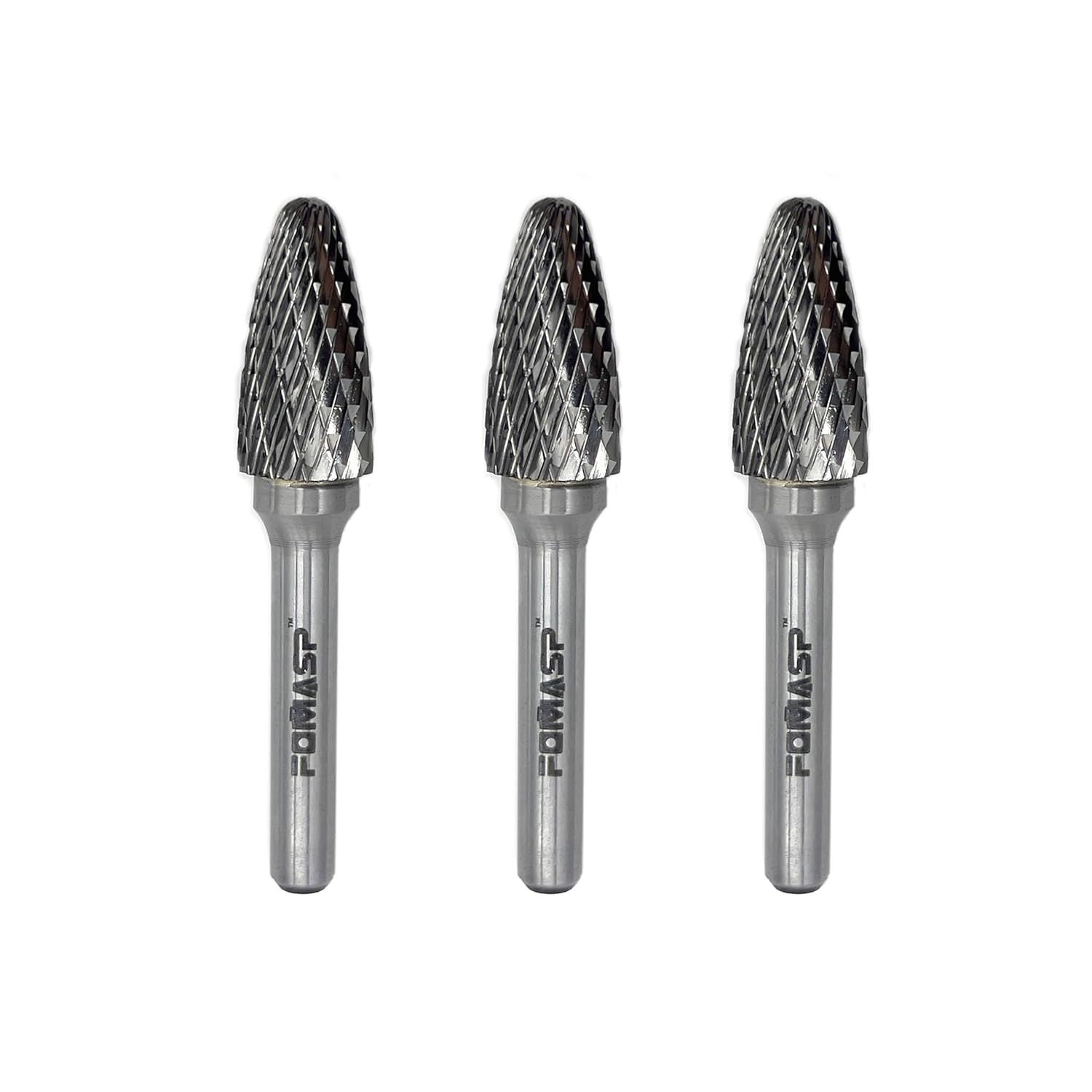 SF-5 Tungsten Carbide Rotary Burr Double Cut with 1/4"(6.35mm) Shank Dia 1/2"(12.7mm) Head Dia and 1"(25.4mm) Cutting Length for Metal&Wood Working,3pcs