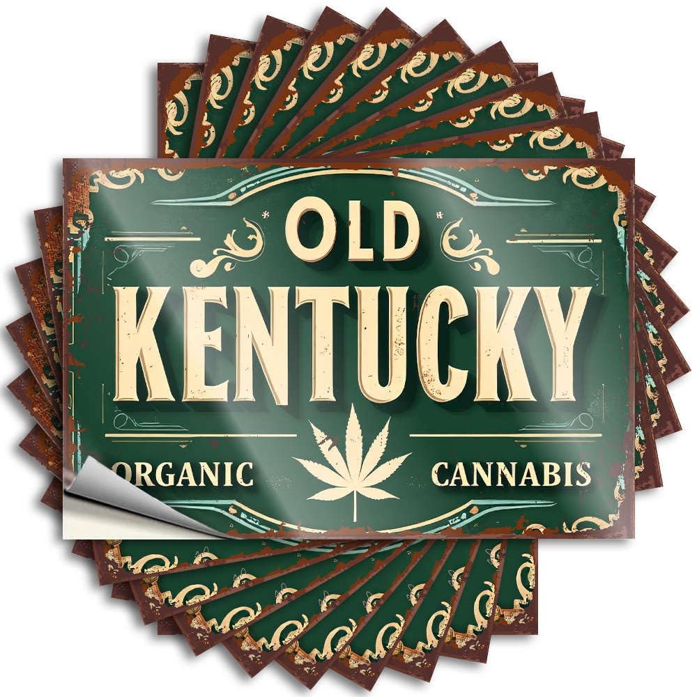 Cottage Core Decorations Sticker Durable Door | Old Kentucky Organic Cannabis Winter Self Adhesive Sticker for Boys DIY(6X9CM)