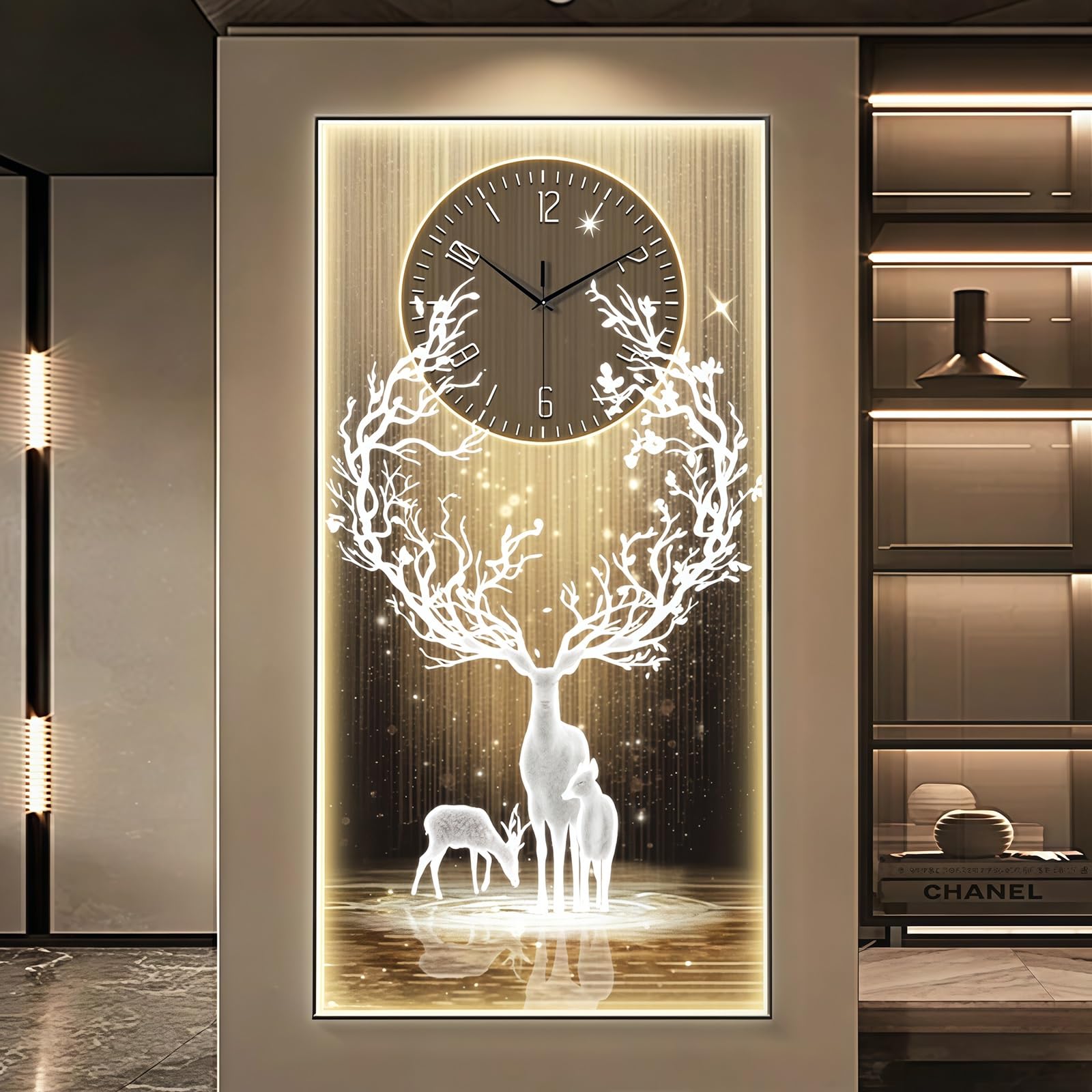 Horloge murale décorative 3D lumineuse LED à alimentation secteur stable