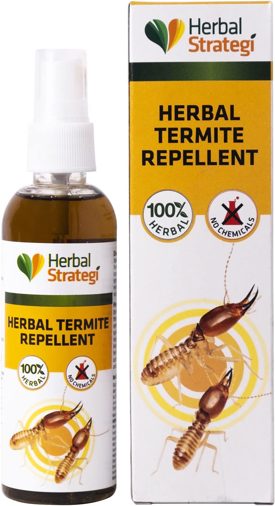 Herbal Strategi – JustOut Herbal Termite Repellent | Room Spray | Completely Herbal | Termite Repellent Spray | Made with Lemongrass, Cedarwood & Neem| Eco-friendly & Biodegradable | Irritant-Free, Chemical-Free |Baby-Safe, Skin-Safe, Plant-Safe | 100mL