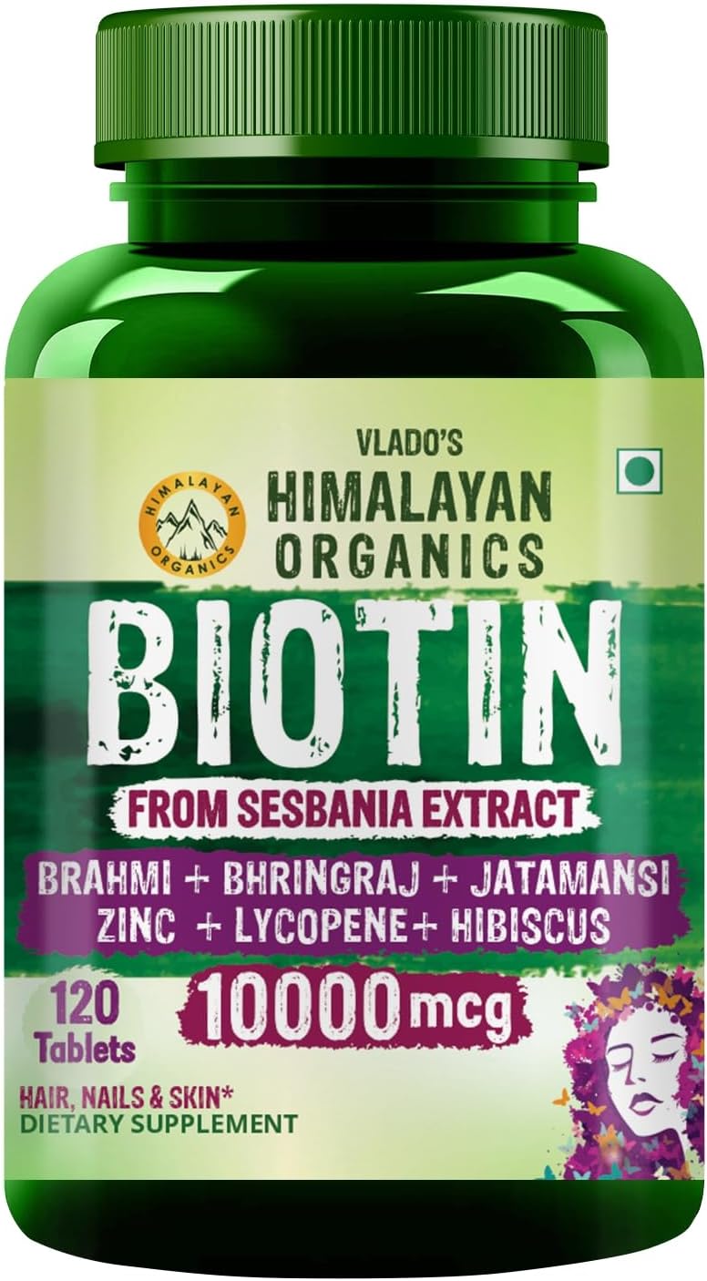 HIMALAYAN ORGANICS Biotin 10000mcg for Hair Growth Tablets - 120