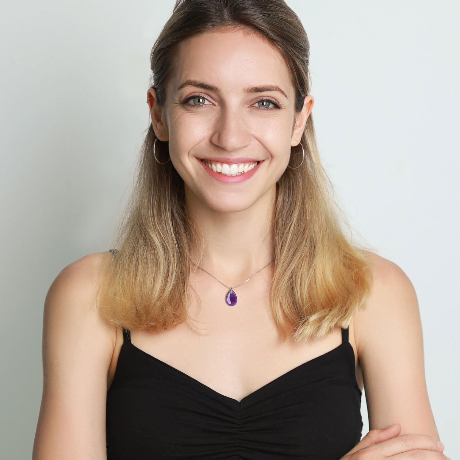 COAI Women's Silver Chain Necklace Teardrop Pendant Crystal Necklace for Women - Image 4