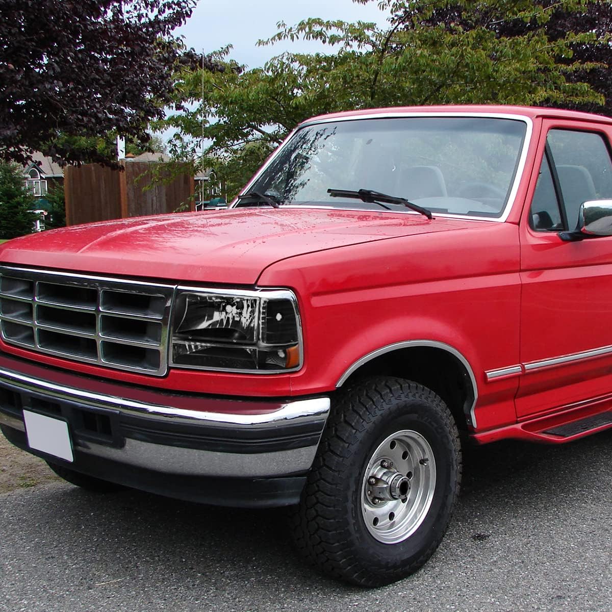 Factory Style Headlights Assembly+Bumper Lamps Compatible with 92-96 Ford F150 F250 F350 Bronco Amber Corner