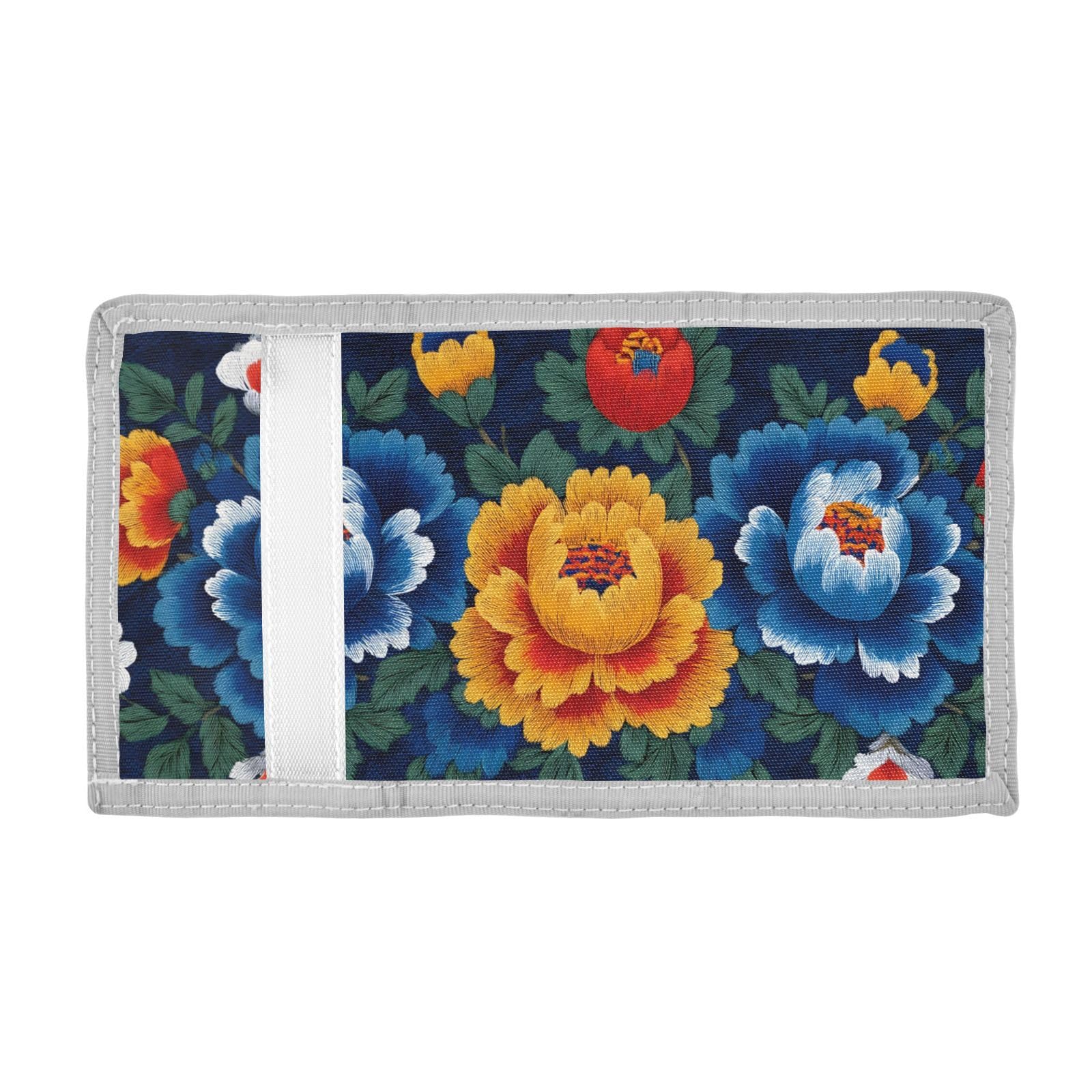 FOLIOSA Ethnic Flowers Kids Wallet for Boys Girls Youth, Compact Fabric 4.9×2.9 in