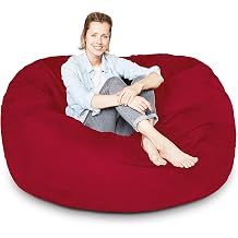 Lumaland Luxury Microsuede Outer Cover for Bean Bags Machine Washable 5-Foot Bean Bag Cover with Inlay in Red Cover and Inlay ONLY