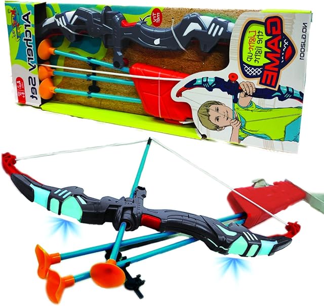 kidoloop Children Archery Bow Arrow Set with Quiver Outdoor Play 3 Suction Arrows Bow with LED Light for Kids Shooting Set Gift For Kids