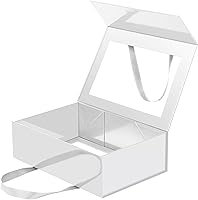 Vista 58 de Caja negra extragrande para padrino de boda con tapa, 16.3 x 14.2 x 5 pulgadas, magnética para ropa y regalos grandes (negro mate)