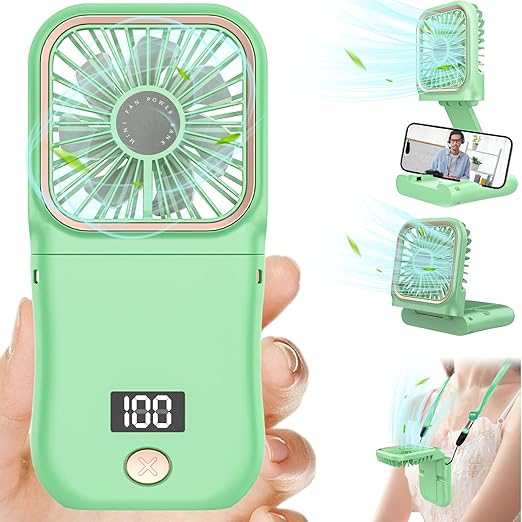 Mini Fan Handheld Foldable Fan,USB Personal Fans Portable Rechargeable Battery Fan 3 Speeds,Small Handheld Fan Cute Face Cooling Fan Quiet Fan Cordless Fan Portable Fan for Travel Camping Park