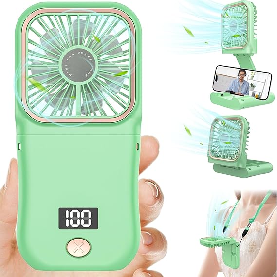 Mini Fan Handheld Foldable Fan,USB Personal Fans Portable Rechargeable Battery Fan 3 Speeds,Small Handheld Fan Cute Face Cooling Fan Quiet Fan Cordless Fan Portable Fan for Travel Camping Park