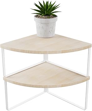 Kitchen Corner Shelf, Corner Spice Rack, Counter Shelf, Stackable | Kitchen Counter Organizer, Plate Organizer for Cabinet, 2-Tier Corner Countertop Shelf, Corner Desk Shelf, Natural Beige
