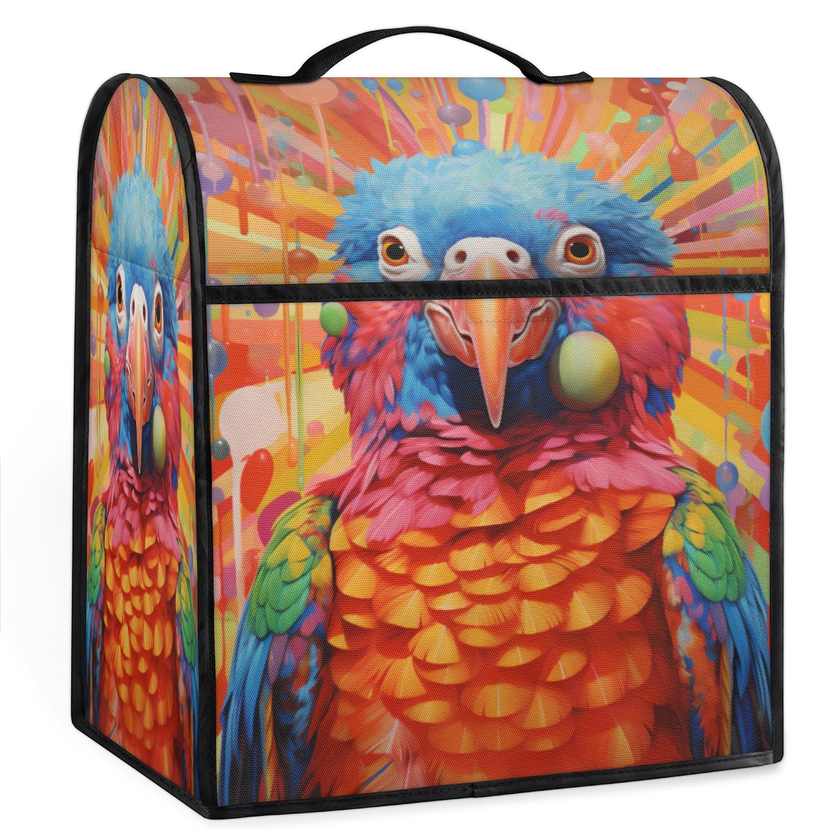 Coffee Maker Cover Cute Parrot Kitchen Appliance Covers Small Appliance Covers Blender Cover Juicer Cover Dust Covers for Kitchen Appliances with Top Handle and Pockets,Washable,B550