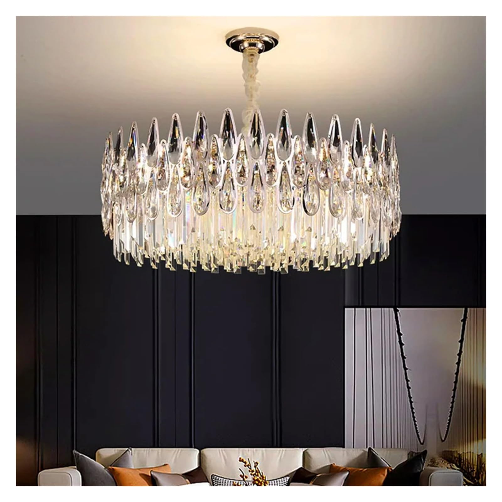 Modern Style - Home Decor Dining Room Pendant lamp Lights Indoor Lighting Crystal Chandeliers LightsRound Hanging Classic