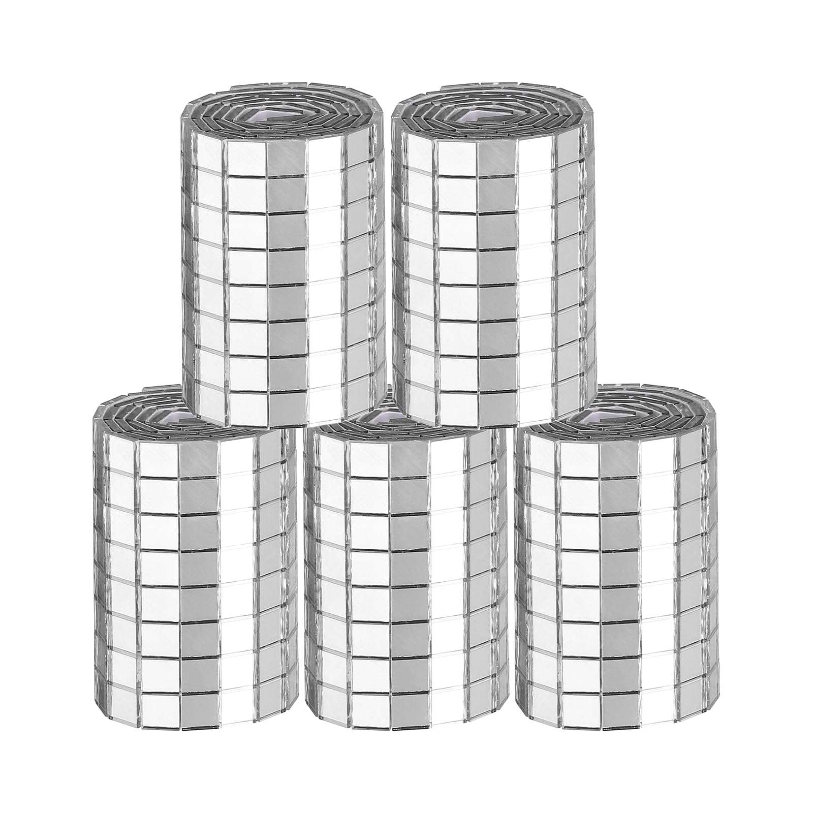 sourcing map 2400 Pcs Mirror Mosaic Tiles 5 x 5 mm Square Glass Self-Adhesive Disco Ball Mirror Tiles Sticker for DIY Craft Decoration Art Collage Card Making, Silver