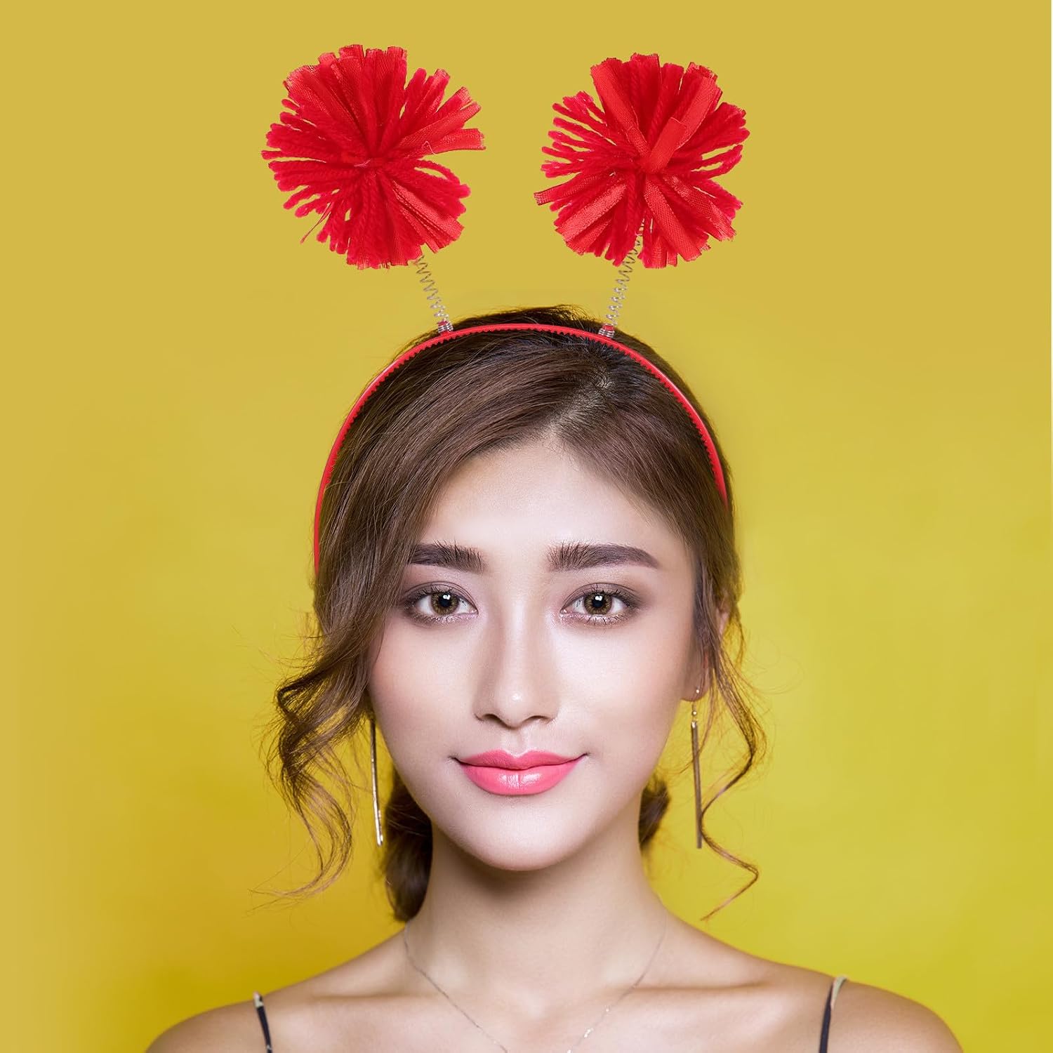 BETOOKY 12pcs Holiday Headbands for Women, Comfortable Polyester Pom Pom Hair Accessories, Resistant to Color Fading, for Festivals and Themed Party Events