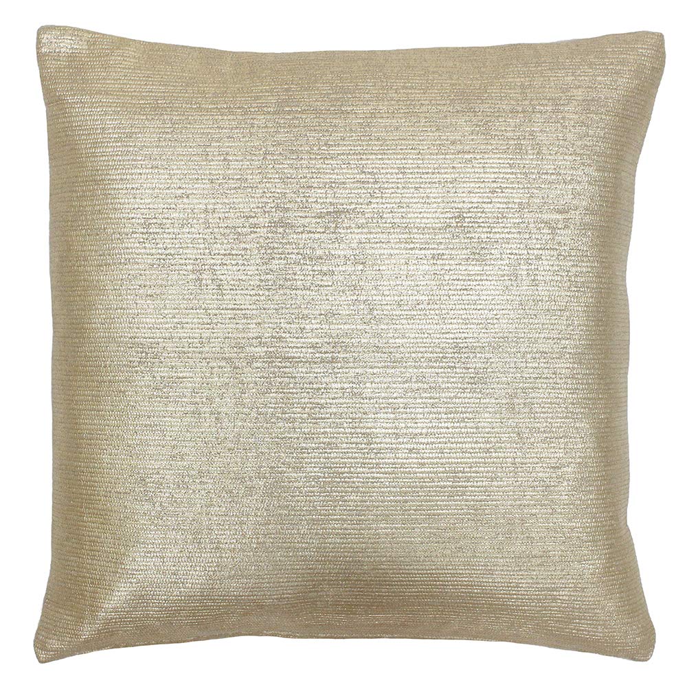 Riva Paoletti Arora Cushion Cover - Gold - Distressed Foil Print - Knife Edges - Plain Beige Reverse - Hidden Zip Fastening - 100% Cotton - 45 x 45cm (18" x 18" inches) - Designed in the UK