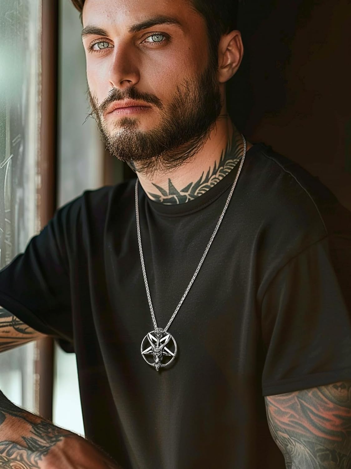 FaithHeart Leviathan Satanic Brimstone Cross Necklace, Gold Plated Stainless Steel Satan Church Jewelry, Alchemical Symbol for Brimstone Pendant Satan Goat Necklaces for Men with Gift Box - Image 8