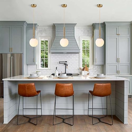 Miniatura 5 de KCO Iluminación moderna globo luces colgantes iluminación isla de cocina luz colgante blanco y dorado iluminación colgante individual vidrio