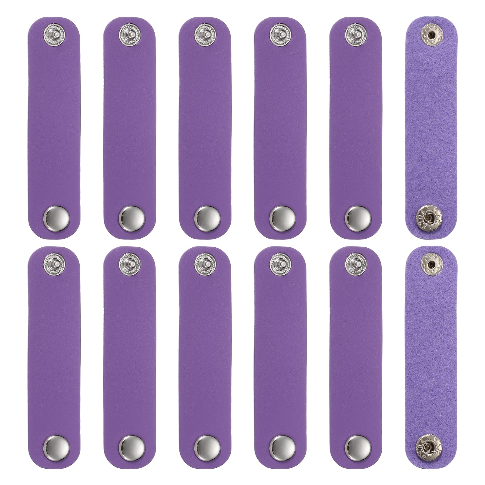 sourcing map 12 Pcs PU Leather Scarf Buckle, Silk Scarf Clip Ring Bandana Slides Clasp with Snap Button for Women Clothing Tie Ribbon Neckerchief Shawl Decoration, Purple