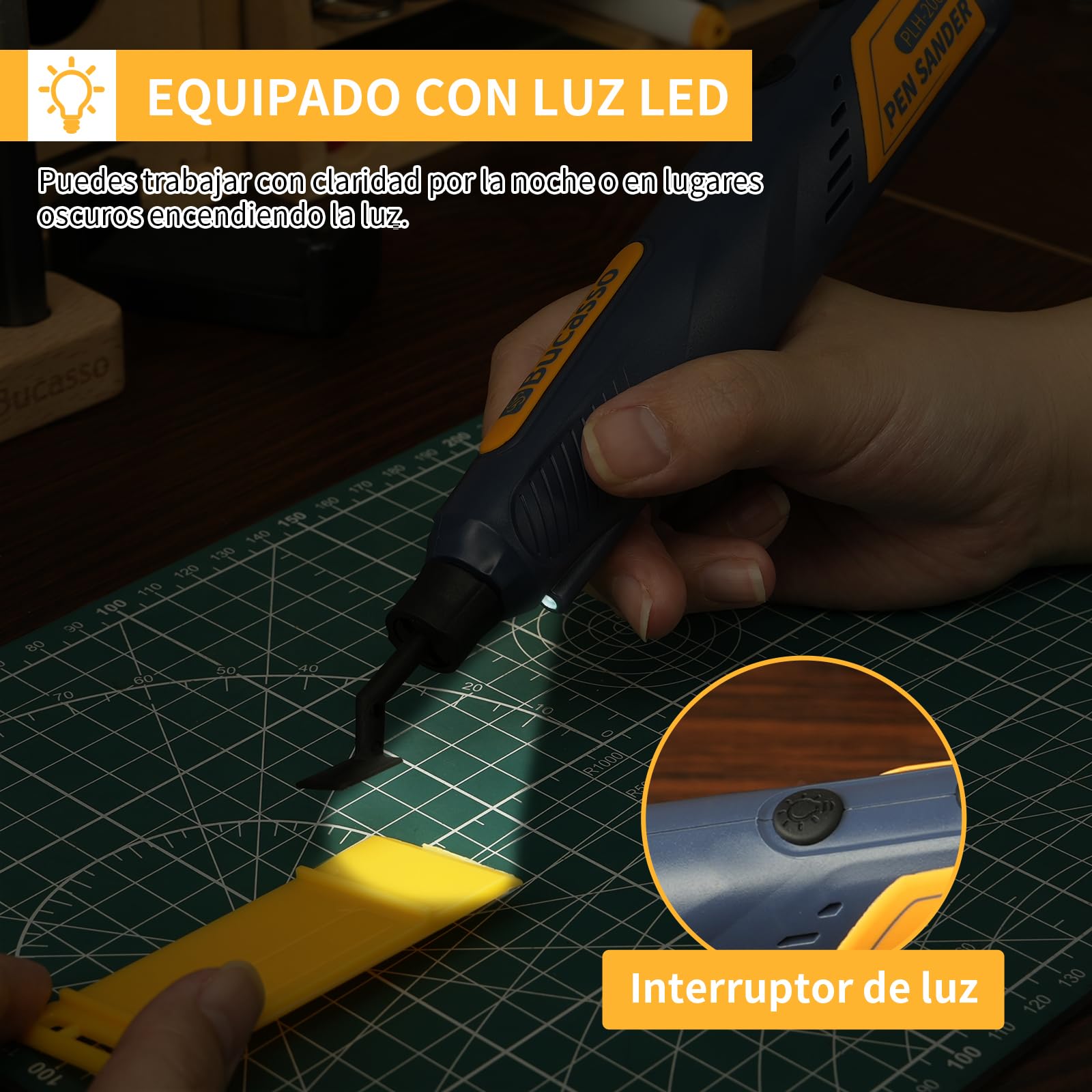 Lijadora bolígrafo inalámbrica, 5 velocidades y carga USB con luz LED, herramienta eléctrica multiusos, mini lijadora eléctrica para lijado, pulido, acabado, manualidades de bricolaje