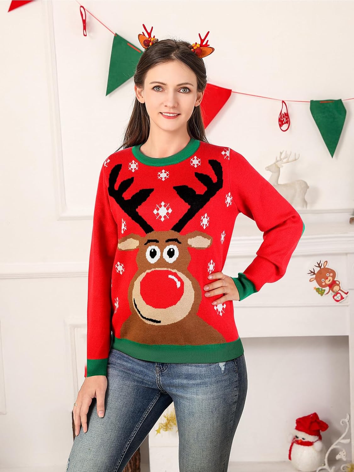 XiaoMoSha Unisex Ugly Sweater Christmas Women Men Holiday Knit Pullover Matching Ugly Christmas Sweater for Men Women Kids Red XX-Large - Image 3
