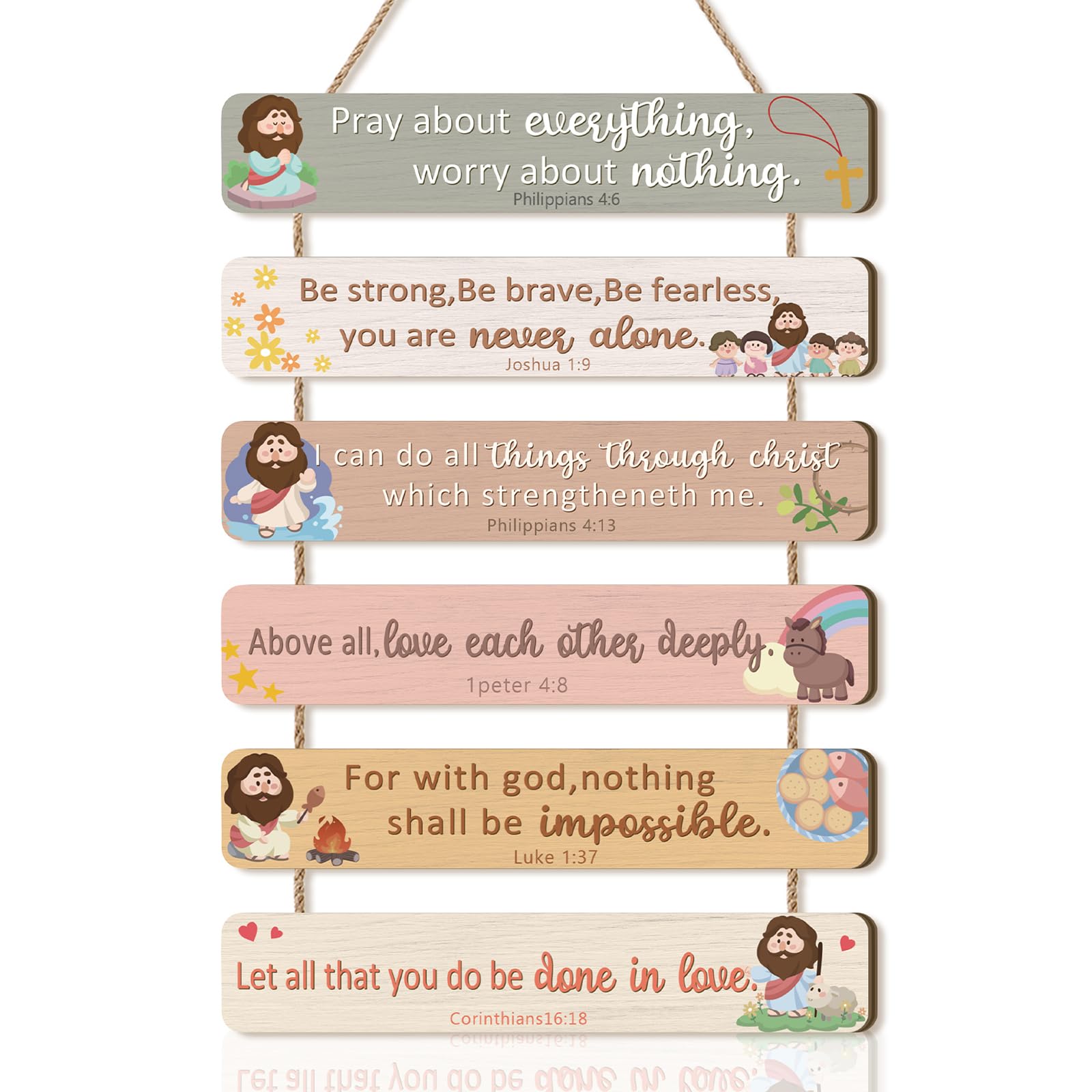 ANHUIB Christian Inspirational Wall Art Inspirational Bible Verse Wooden Hanging Plaque Scripture Wood Sign for Kids Meditation Motivational Hanging Wooden Sign for Home Living Room Bedroom Wall Decor — image 1