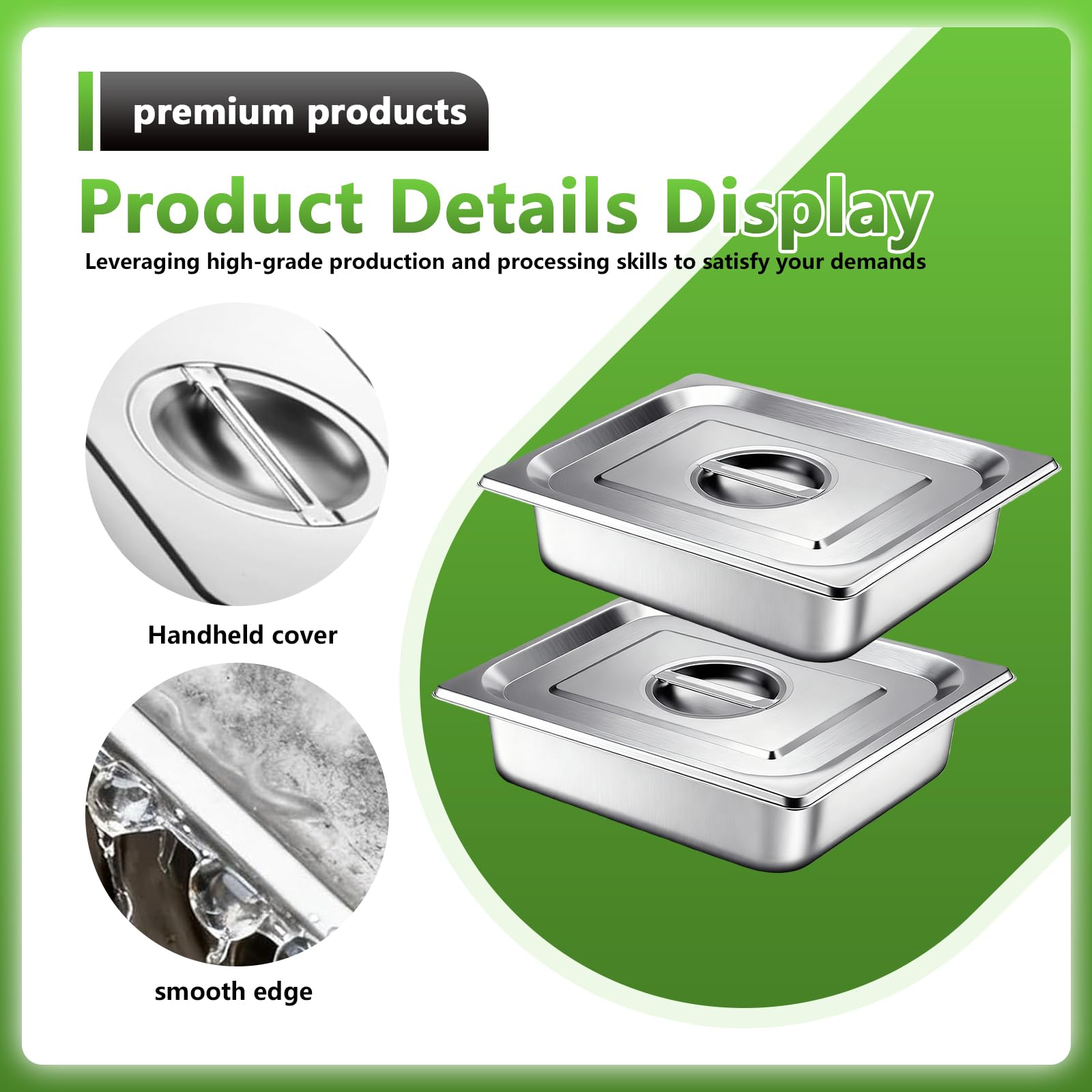 BORDEAG Lot De 3 Bols À Paner GN 1/2, Bac Inox Alimentaire, Plat Four Rectangulaire, Bac Gastro Inox Avec Couvercle, Plat Inoxydable Barbecue Pour Escalopes, Viande, Poisson, 32,5 X 26,5 X 6,5 cm