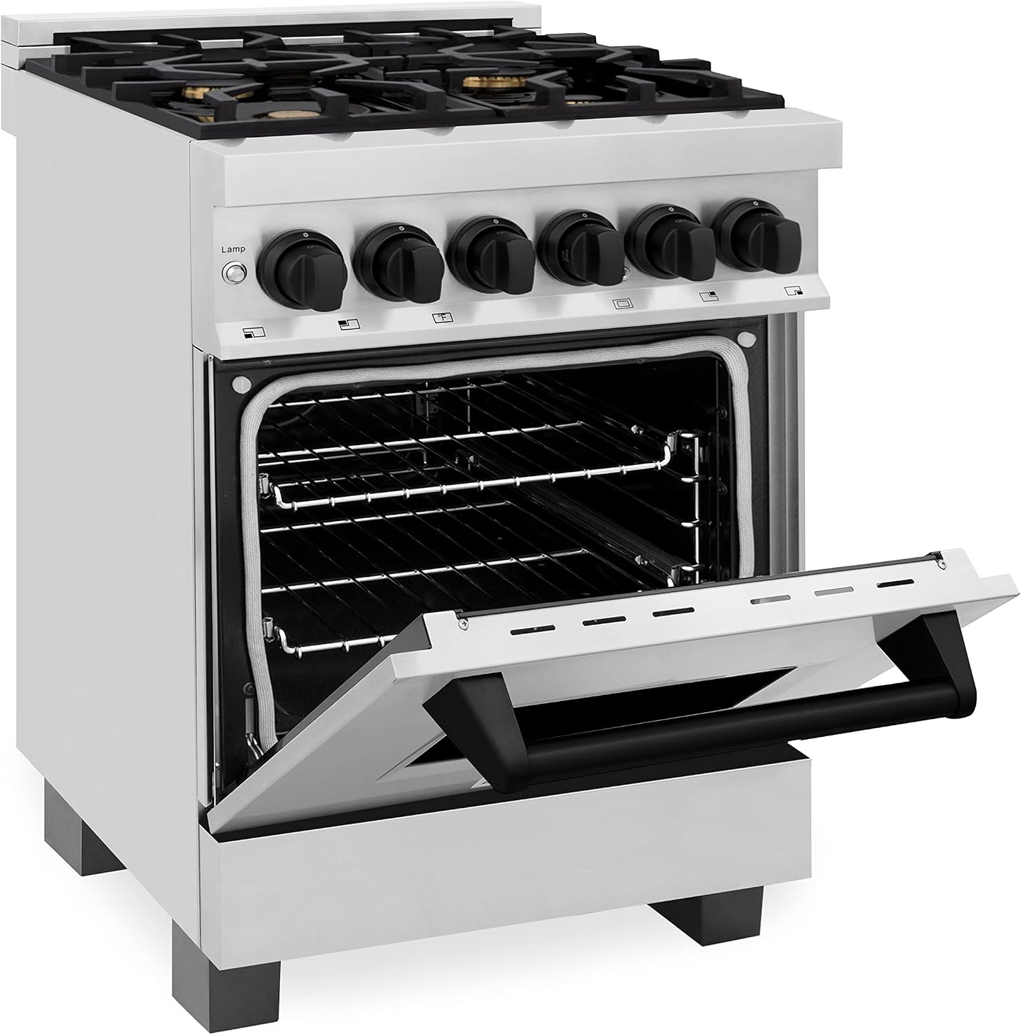 ZLINE Autograph Edition 24 in. 2.8 cu. ft. Legacy Dual Fuel Range with 4 Burner Gas Cooktop and Electric Convection Oven in Stainless Steel and Matte Black Accents (RAZ-24-MB)