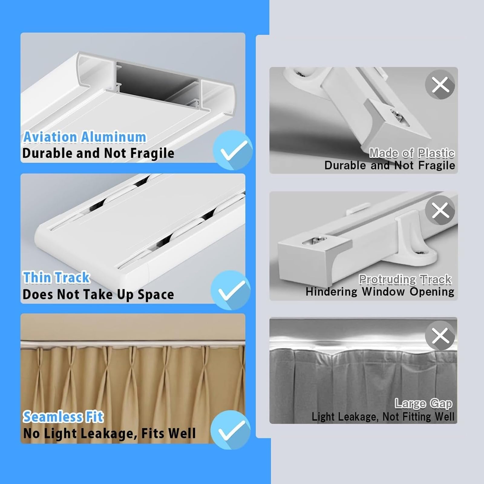 Riel de techo silencioso para cortinas personalizables, ideal para sala de estar, dormitorio, baño y tabiques de 3,4 m