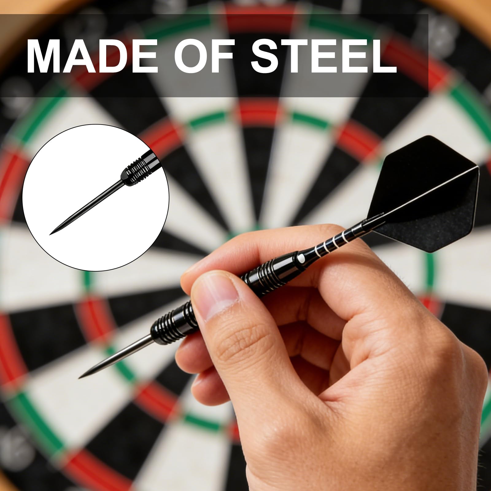 Set di 12 punte per freccette in acciaio 2BA con anelli ad O Steeldart