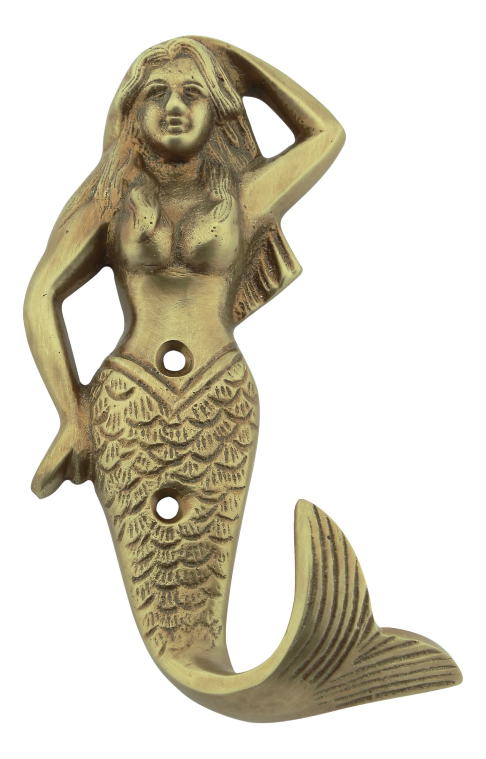 Kleiderhaken Aus Messing – Antik-Optik Mit Meerjungfrau-Motiv | 14 X 7 Cm, Maritimes Deko-Element