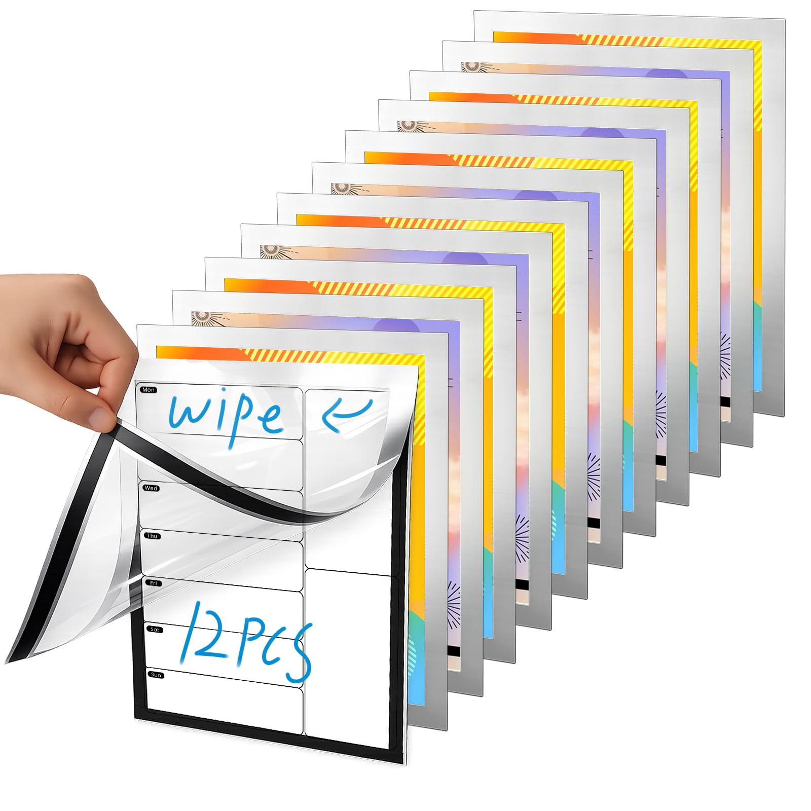 Magnetischer Schilderhalter, 21,6 x 27,9 cm, Wandmontage, selbstklebender magnetischer Papierhalter, transparenter Wand-Displayrahmen mit silberfarbenem Rand, geeignet für Büro, Geschäft,