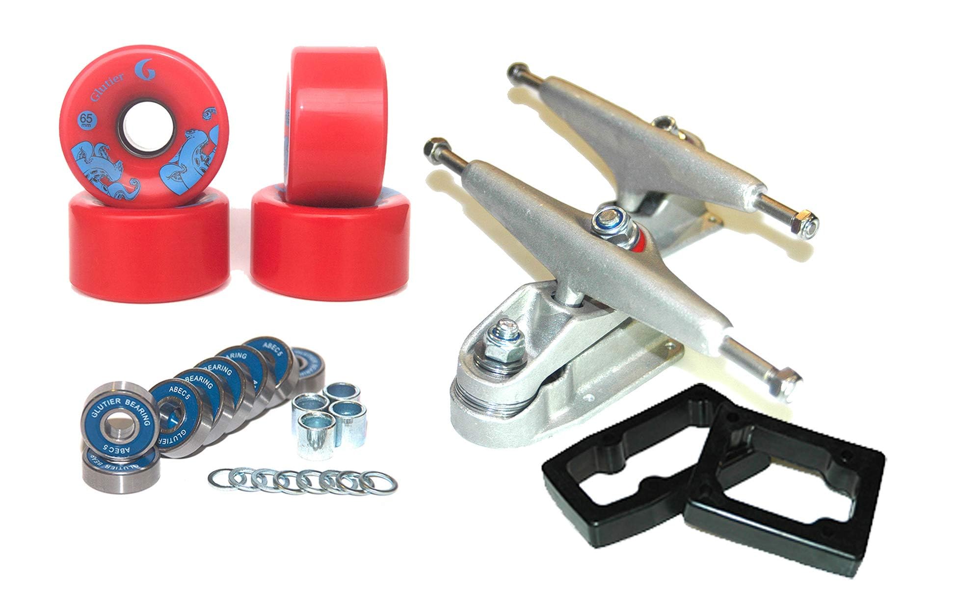 Set Surfskate Trucks Glutier T12 65mm 80a Red