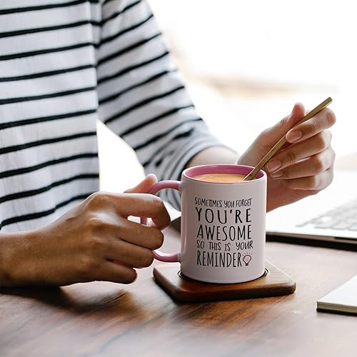 Miniatura 3 de YHRJWN - Taza de café Sometimes You Forget You're Awesome - Regalos inspiradores de amistad de cumpleaños para mujeres, compañeras de trabajo,