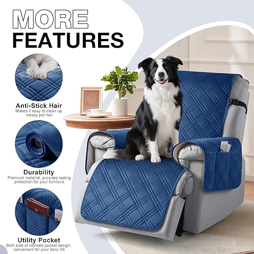 Miniatura 124 de TAOCOCO Funda para silla reclinable 100% impermeable con correas dobles, fundas antideslizantes para silla reclinable con bolsillo, protector