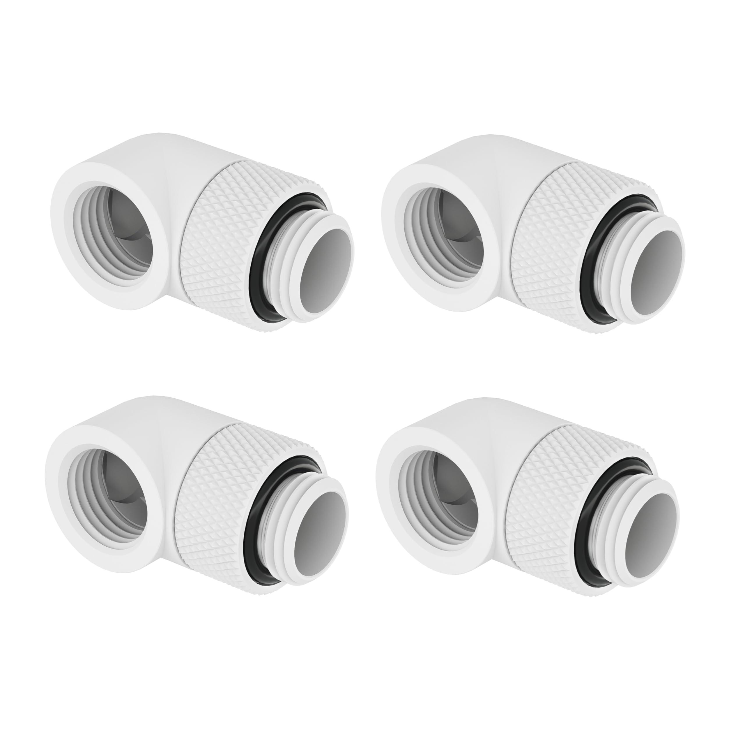 Barrow G1/4" Male to Female Extender Fitting, 90 Degree Rotary, White, 4-Pack