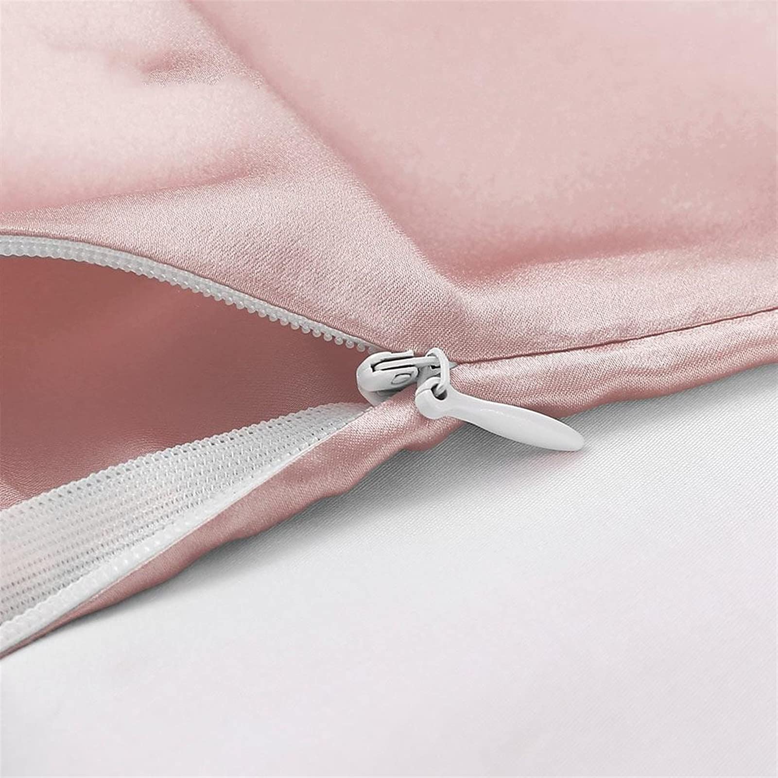 Fundas de Almohada Funda de Almohada de Seda Pura Natural para el Cabello con Cremallera 50x60cm Caja de Almohada de Textiles para el hogar (Color : White, Size : 50x60cm)