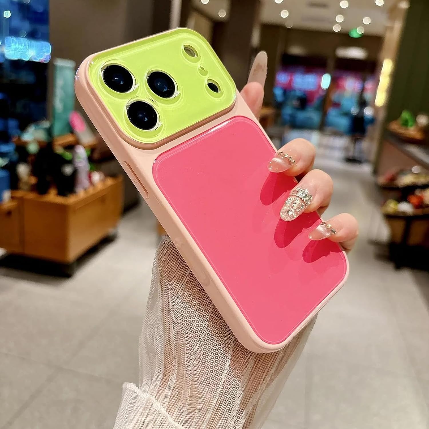 Summer Vibe Dopamine Candy Colored Phone Case for iPhone 17/16/15/14Pro Max, Summer Dopamine Color Block Phone Case Compatible, Contrast Lens Protection Anti-Drop Cover (17promax,#F)