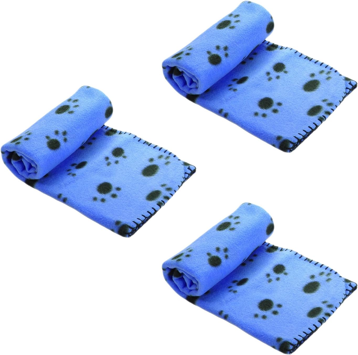 3 x Blue Soft Fleece Warm Pet Dog/Cat Bed Blankets