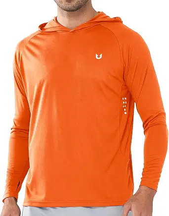  Men's Fishing Sun Hoodie Long Sleeve UPF 50+ Rash Guard Shirts | Lightweight Quick Dry Swim Shirt, UV Protection, Breathable, Moisture Wicking, Swimming Hiking Beach Golf Water Sport