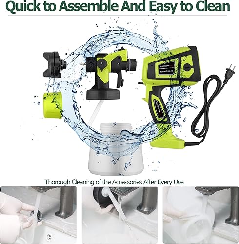 Miniatura 7 de JiGiU Pulverizador de pintura, pistola de pintura eléctrica de 700 W, pistola de pulverización HVLP con 5 boquillas y 3 patrones, pulverizadores