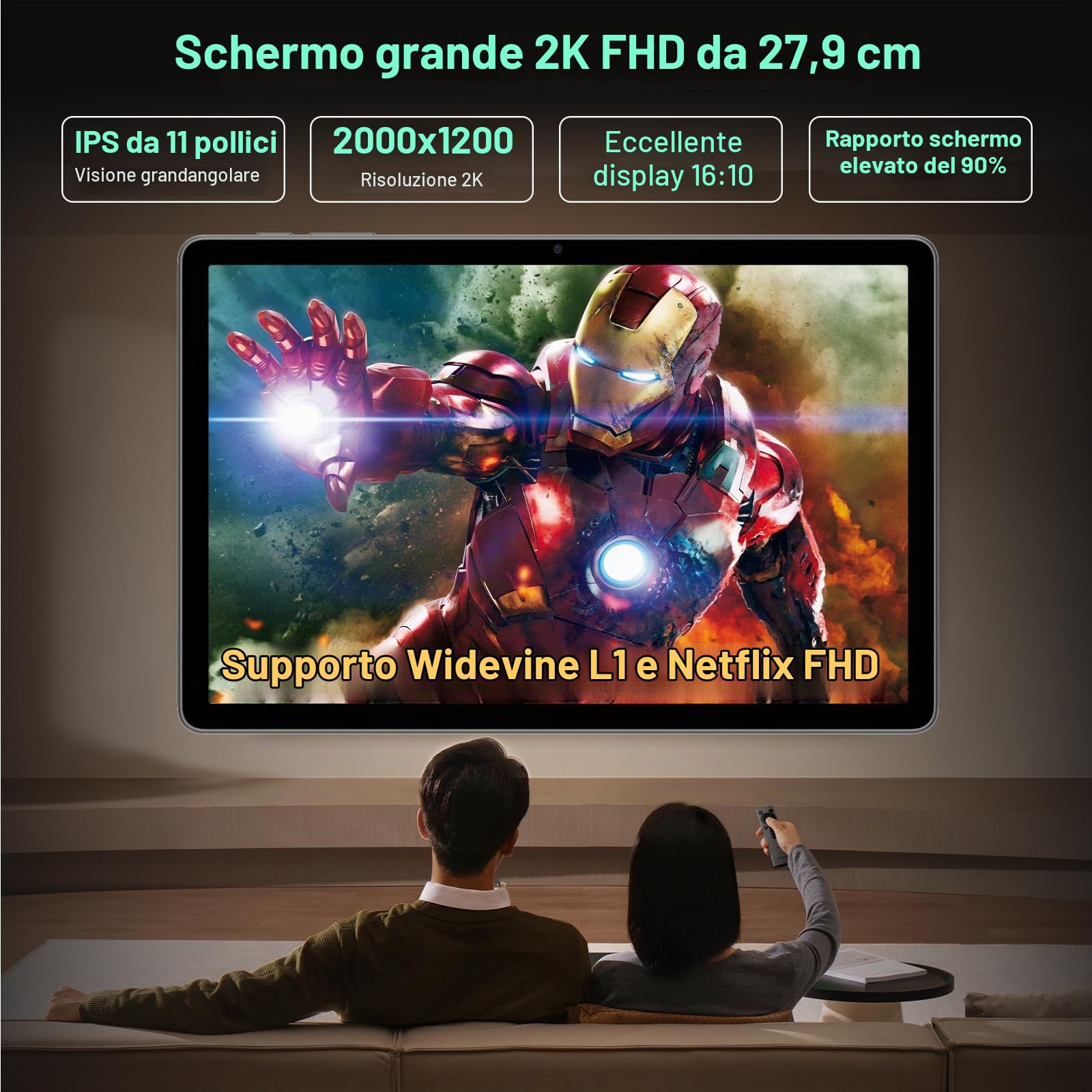 Tablet 11 Pollici Android 16 Tablet con 4G LTE e 5G WiFi,36GB+512GB/2TB,13MP+8MP,8000mAh,OctaCore,Widevine L1/BT5.0/Face ID/OTG/GPS,tablets con Tastiera,Mouse,Grigio