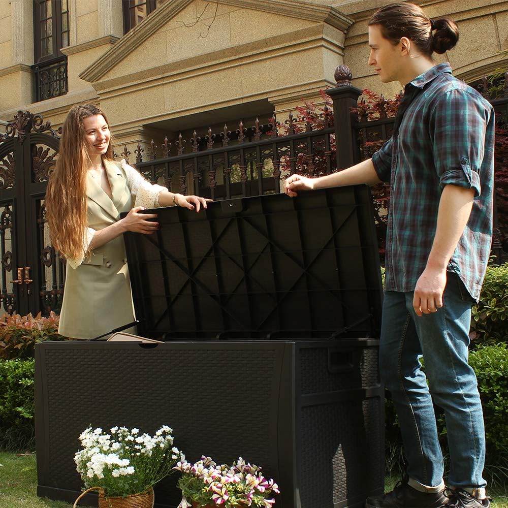 Buу 1 gеt 1 SUNVIVI OUTDOOR Outdoor Storage Box, Large Deck Box, Patio Storage Container Box, Resin Outdoor Box for Patio 120 Gallon (Black)