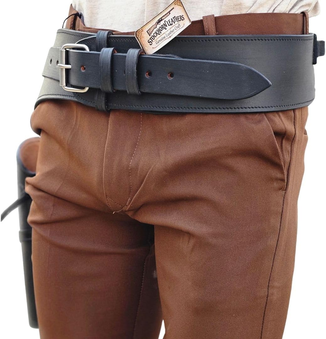 Handmade Western Cowboy Revolver Holster & Belt – Right-Hand Draw, Fits .38/.357 Cal (4″–6.5″ Barrel)
