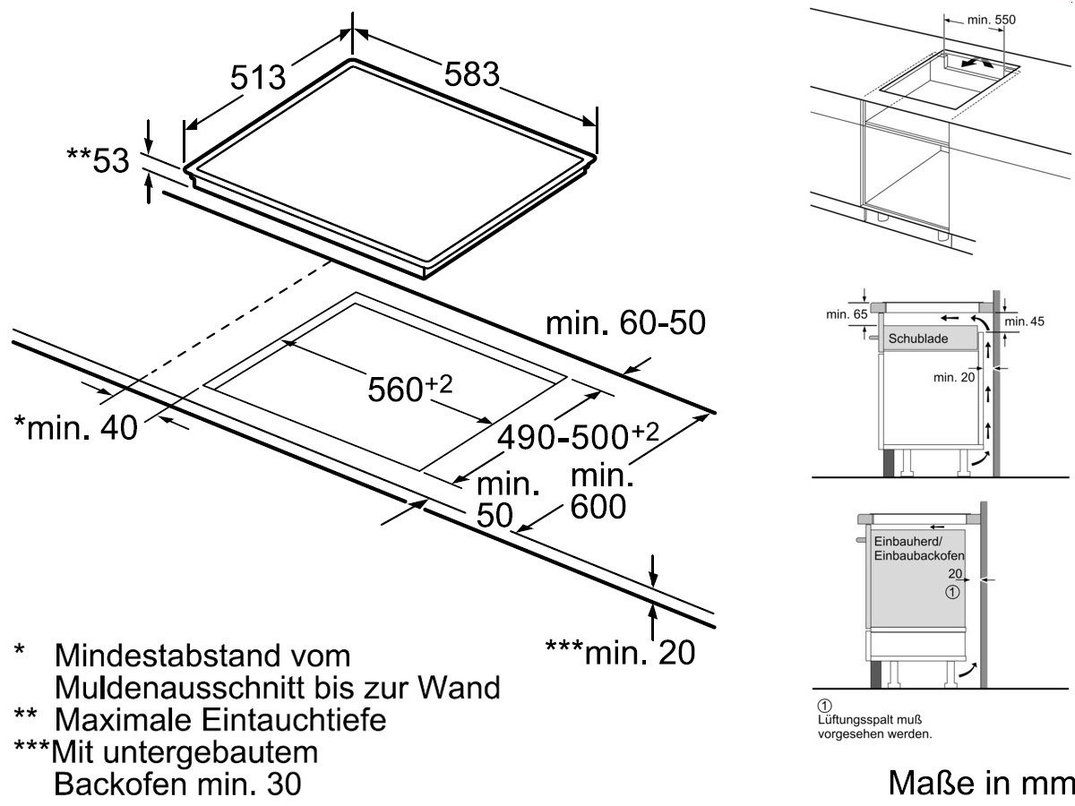 Bosch HBD71PC50 Backofen-Kochfeld-Kombination/A / 63 L/Heißluft Eco/Direct Select/edelstahl