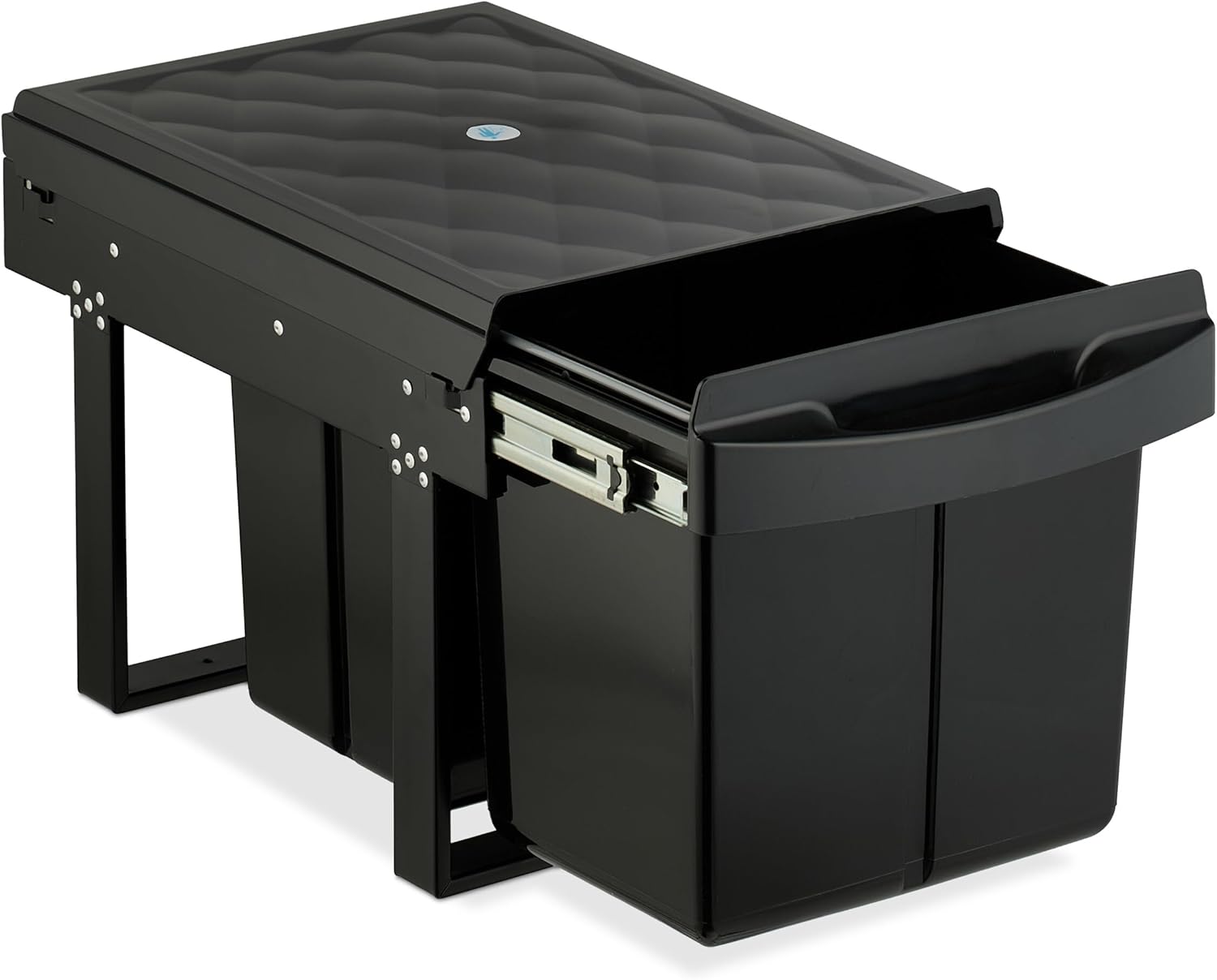 Relaxdays Built-in Rubbish Bin, 3 Compartments, 15 L & 2 x 8 L, HBT: 34.6 x 34 x 51.8 cm, Extendible, Bin System, Base Cabinet, Black