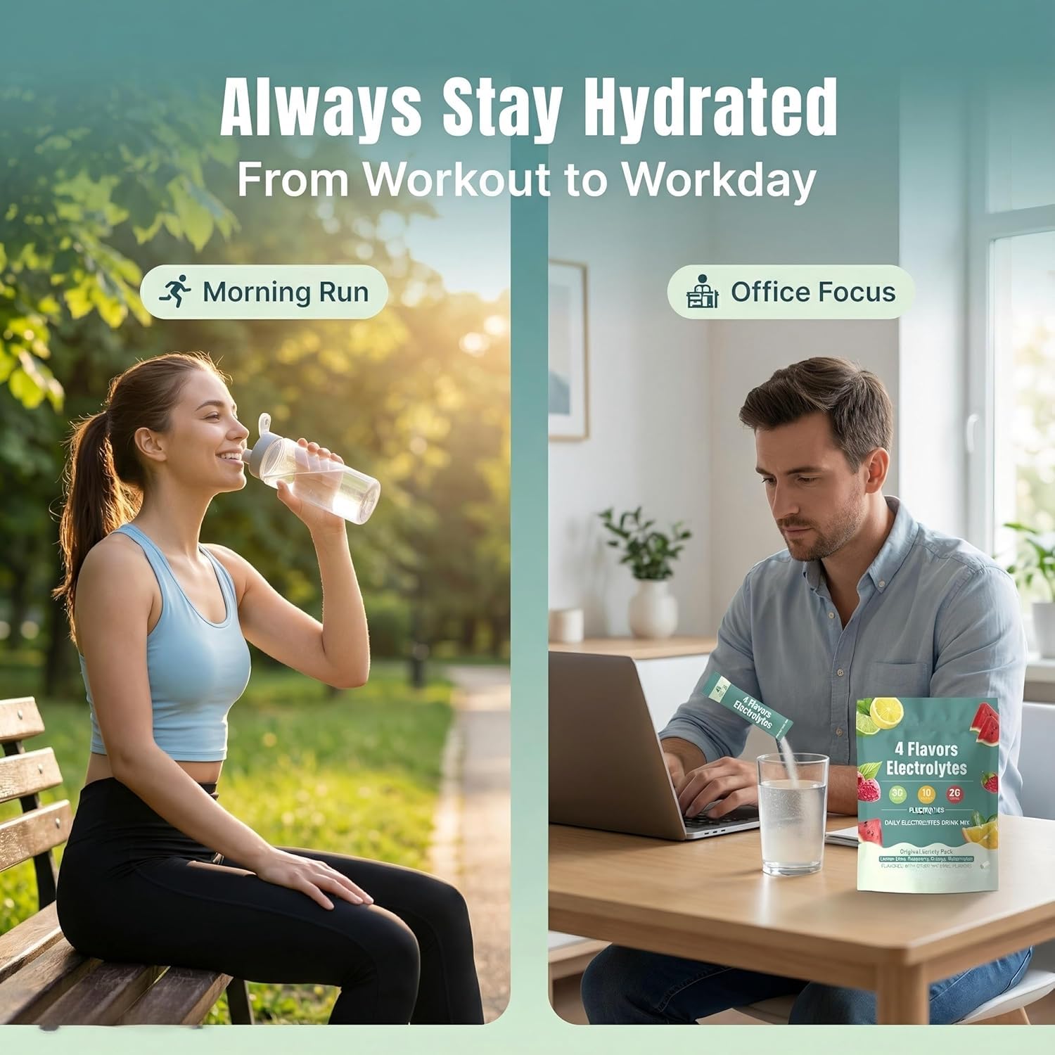 Mélange en poudre électrolytique Hydratation & Récupération | Compatible céto, sans gluten, végétalien, sans OGM, soutien quotidien