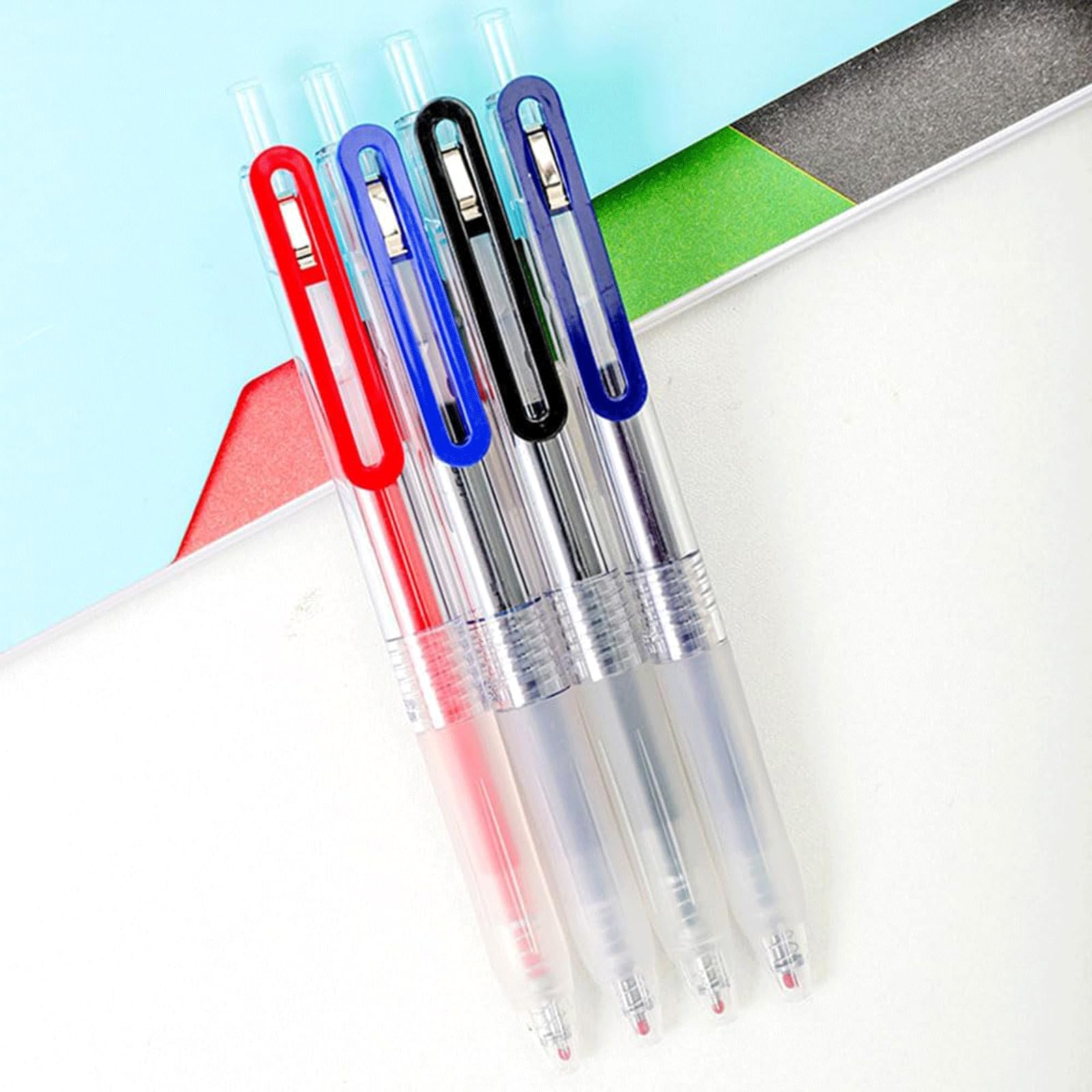 Kugelschreiber, neutraler Tintenstift Einziehbarer Kugelschreiber, Tintenroller, Gel-Tintenstift, 0,5 mm, for Büro, Studium, mit Clip, 5 Stück