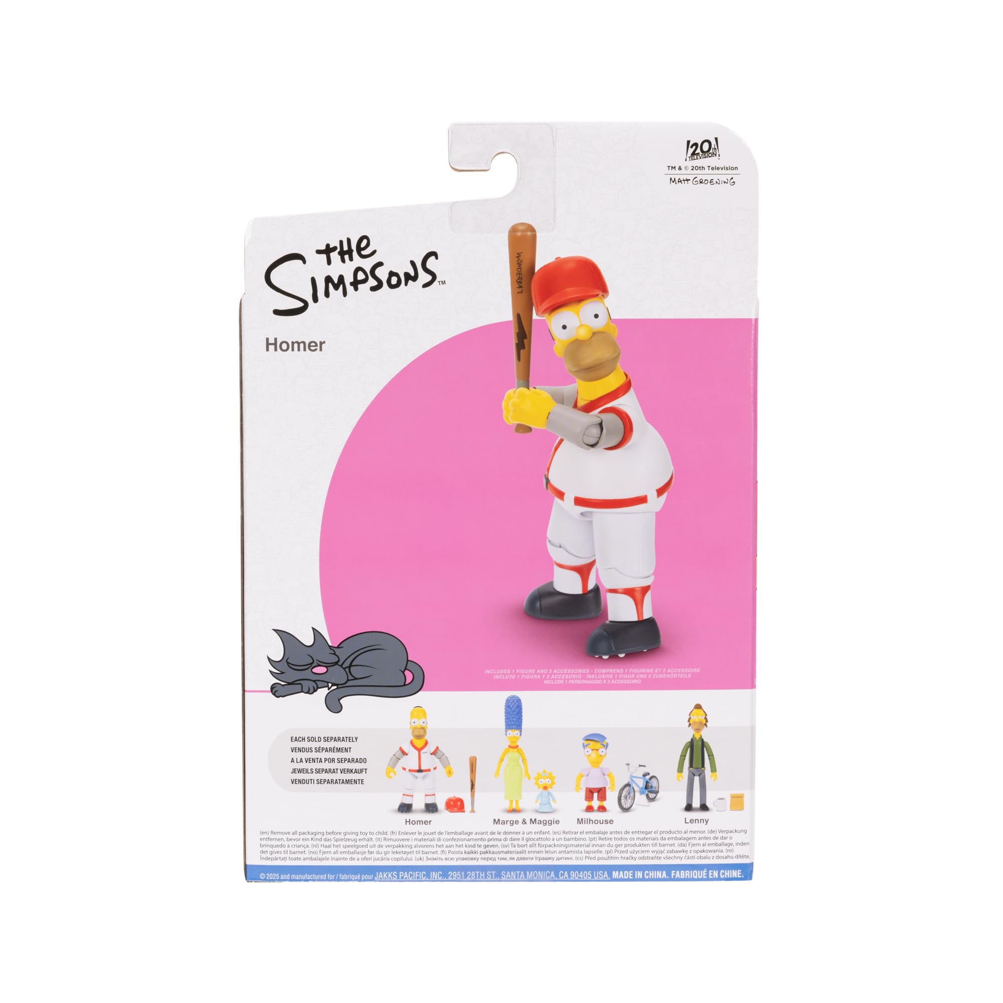 The Simpsons Action Figure da baseball Homer da 12,7 cm, con mazza e cappello rimovibile Wave #3