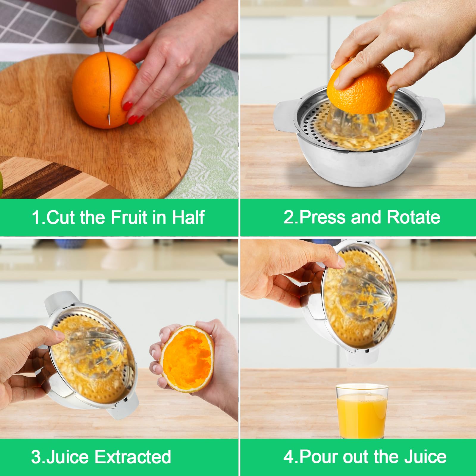 Exprimir de acero inoxidable manual para limones, naranjas y pomelos, 13,8 cm
